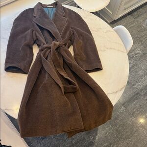 VINTAGE KRIZIA BELTED ROBE COAT wool alpaca and mohair .  UNISEX . LIKE NEW